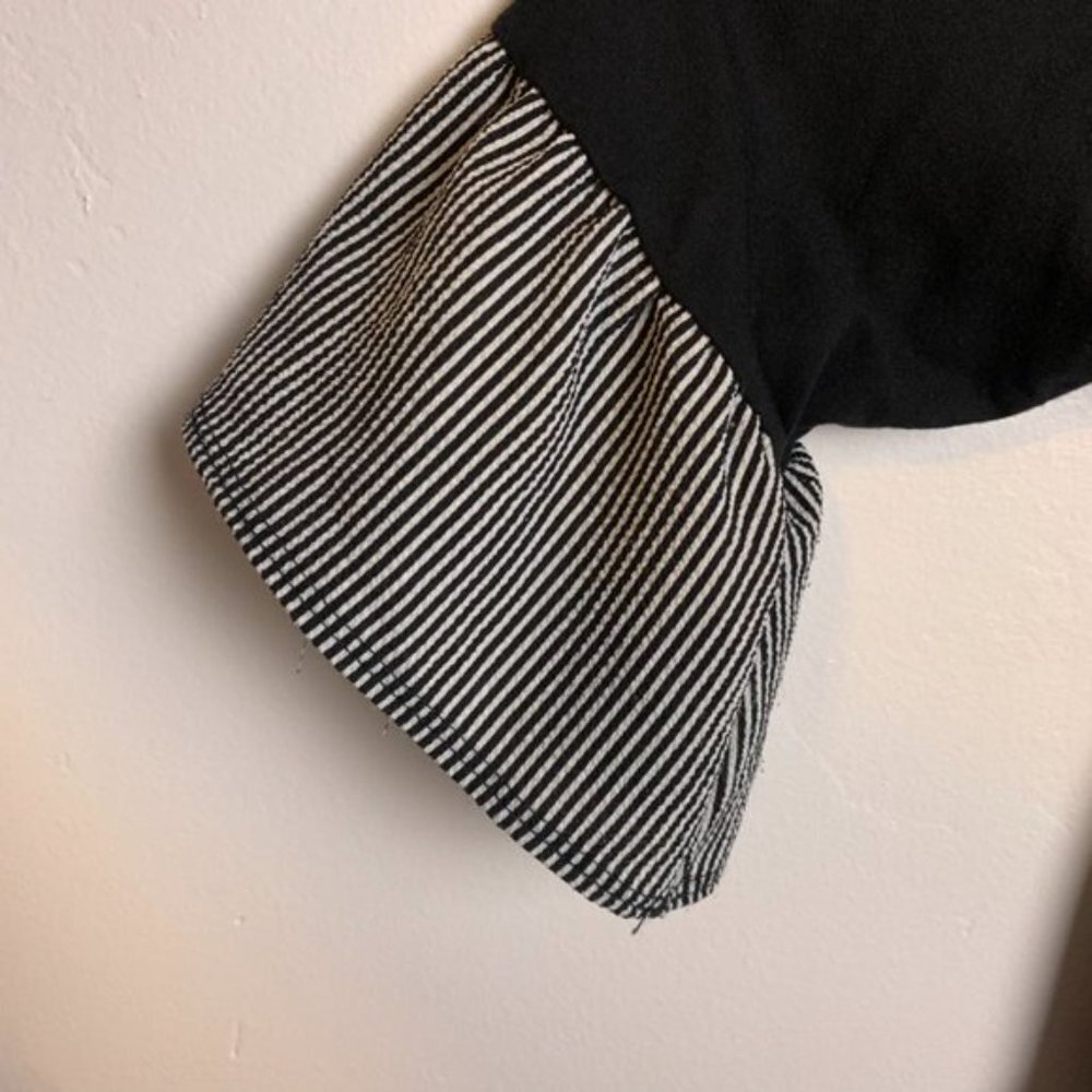 Cool Melon Black Striped Ruffle Half Sleeve Shirt - Picture 4 of 5
